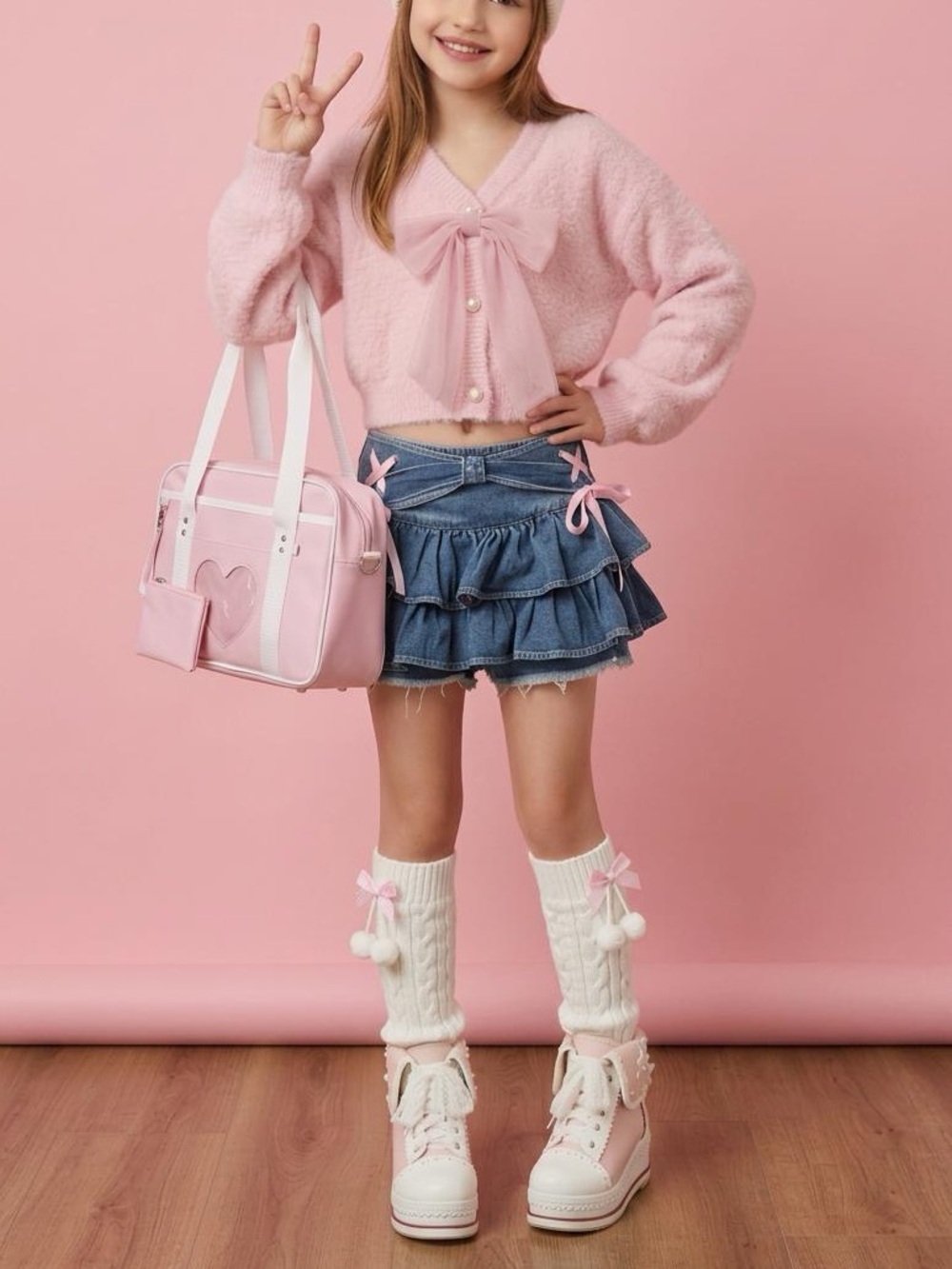 Cute Lolita Boots Cosplay Brogue Wedge Boots size 2